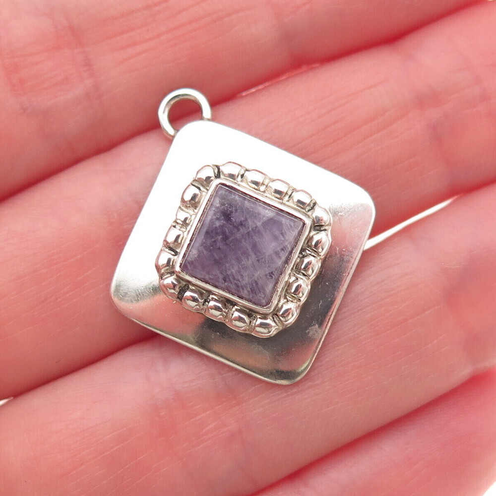 Carol Felley 925 Sterling Silver Vintage 1991 Real Amethyst Charm Pendant